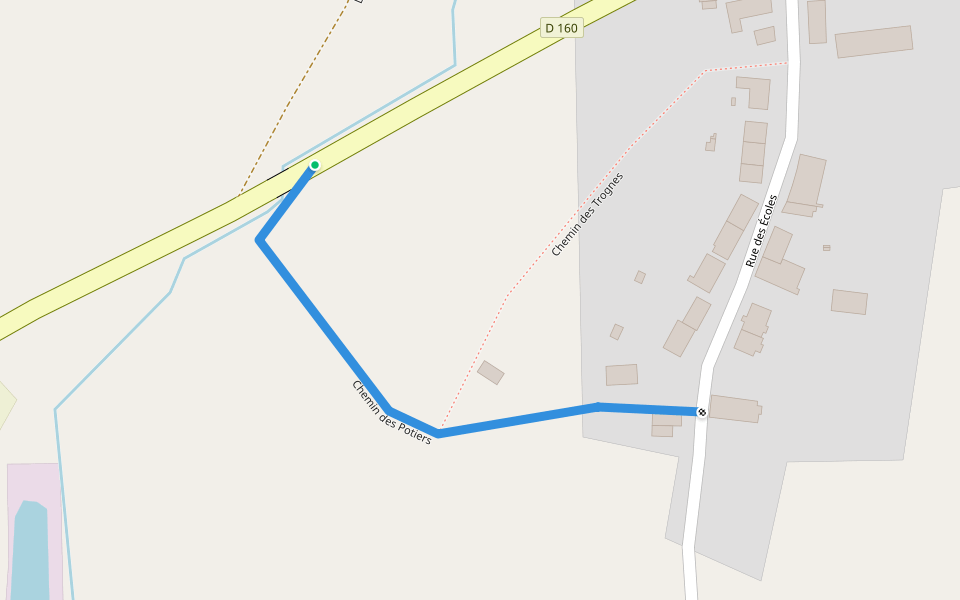 Chemin des Potiers walking route map in Boursay