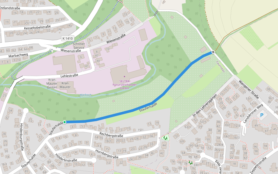 Stauferhalde walking route map in Göppingen