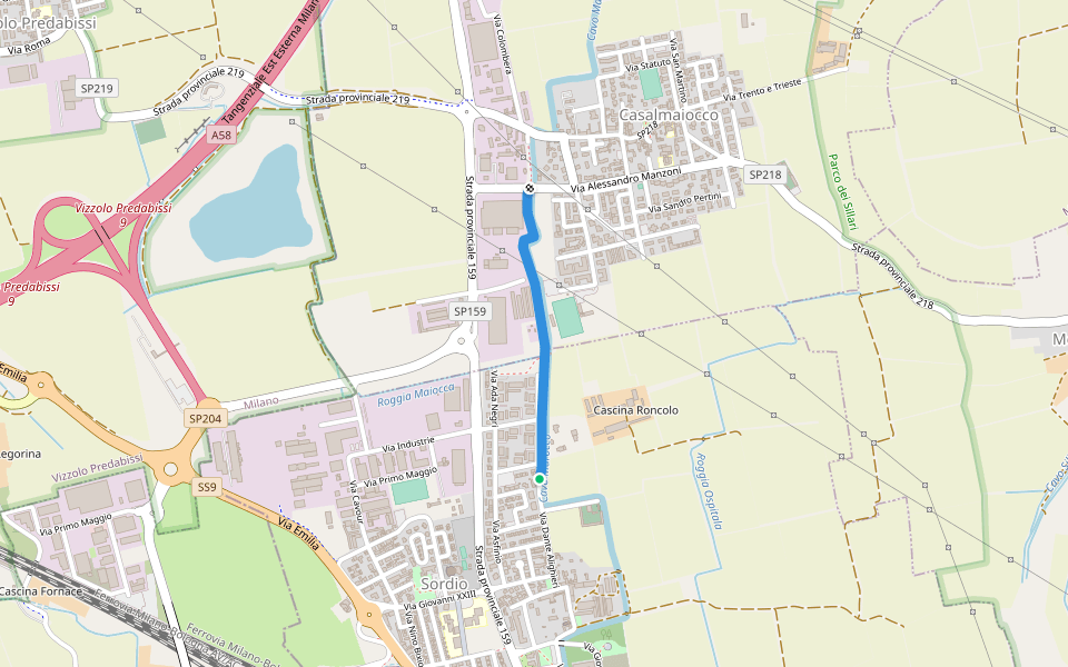 Strada Consortile Ex 159 walking route map in Sordio