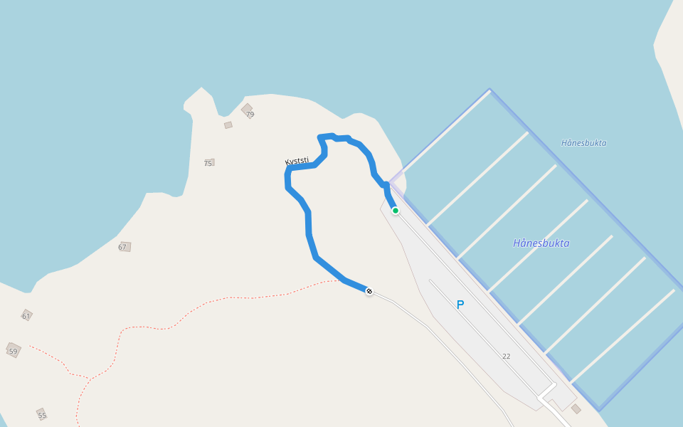 Kyststi walking route map in Kristiansand