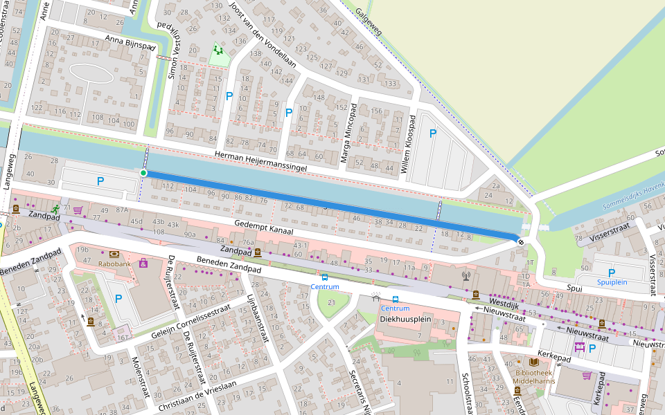 Singelkade walking route map in Middelharnis
