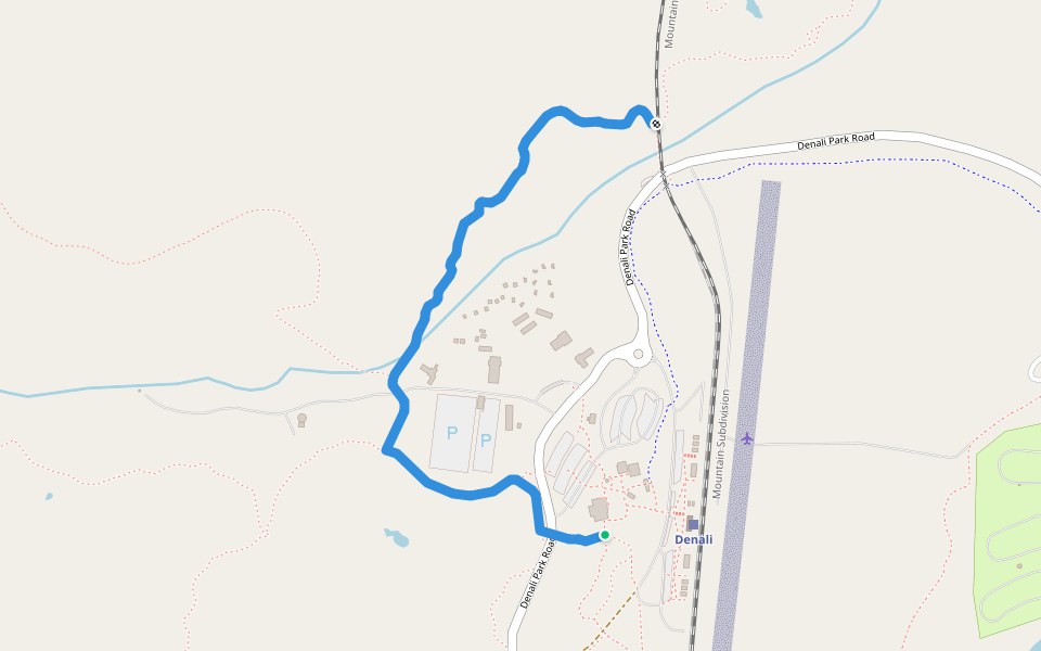 Taiga Loop walking route map in Denali National Park and Preserve