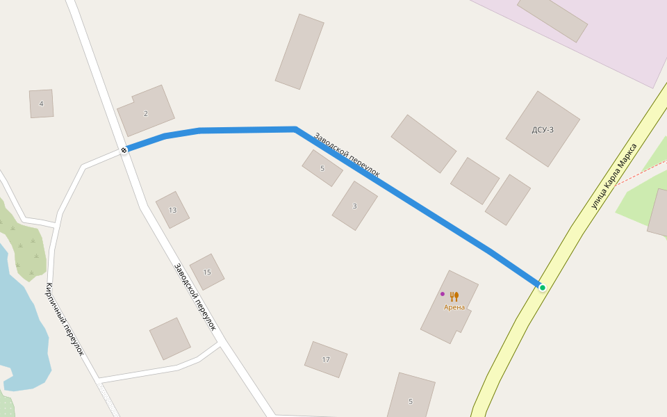 Заводской переулок walking route map in Ostrov