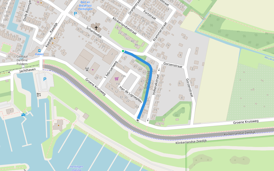 Scharloopad walking route map in Herkingen