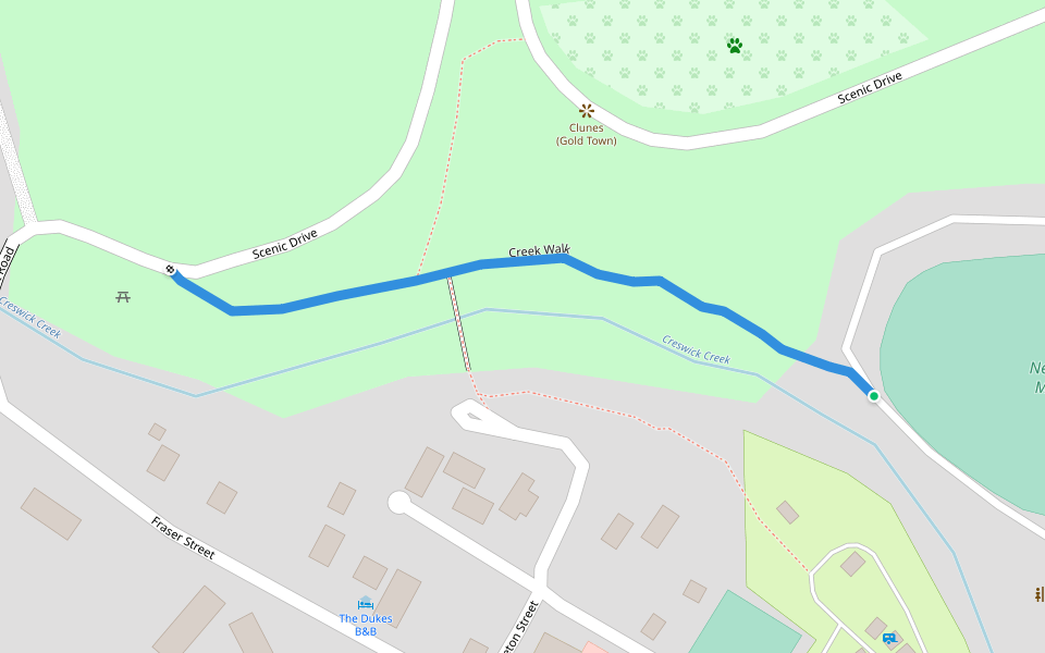 Creek Walk walking route map in Clunes