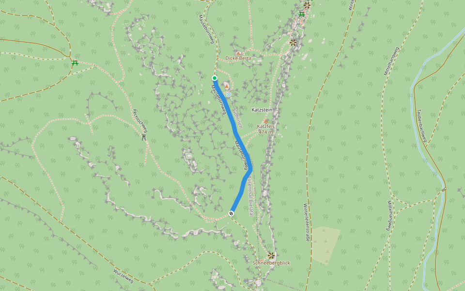 Mäusebornweg walking route map in Gohrisch