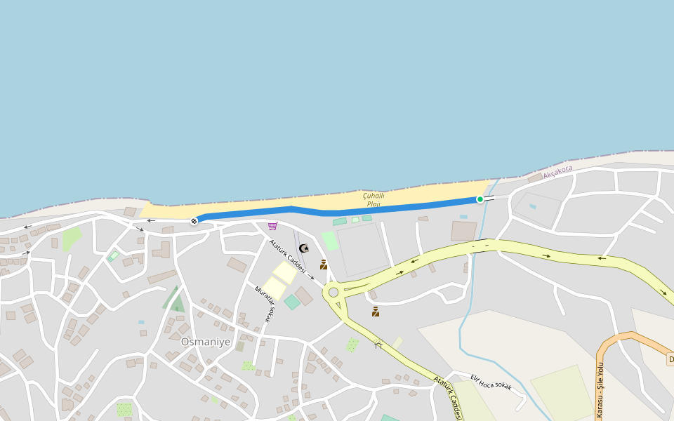 Kumluk Sokak walking route map in Akçakoca
