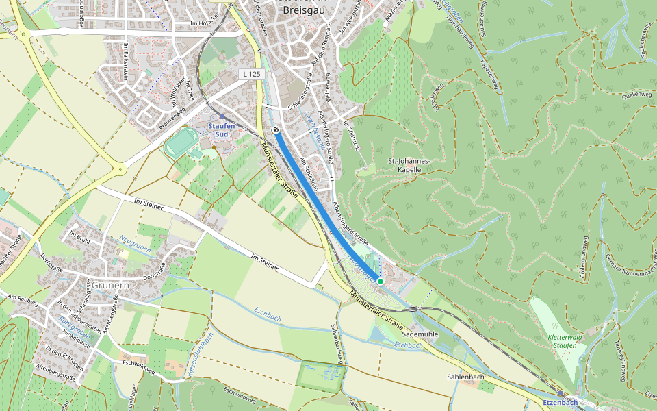 Hellmut-Holthaus-Weg walking route map in Staufen im Breisgau