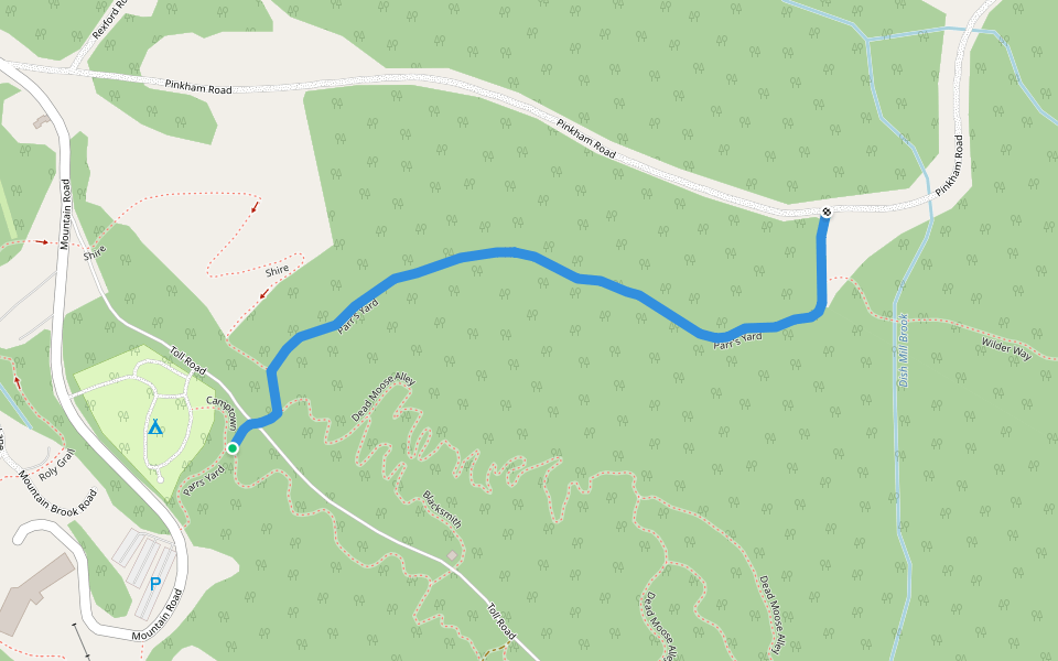 Parr's Yard walking route map in Burke