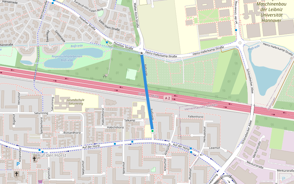 Baßriede walking route map in Garbsen