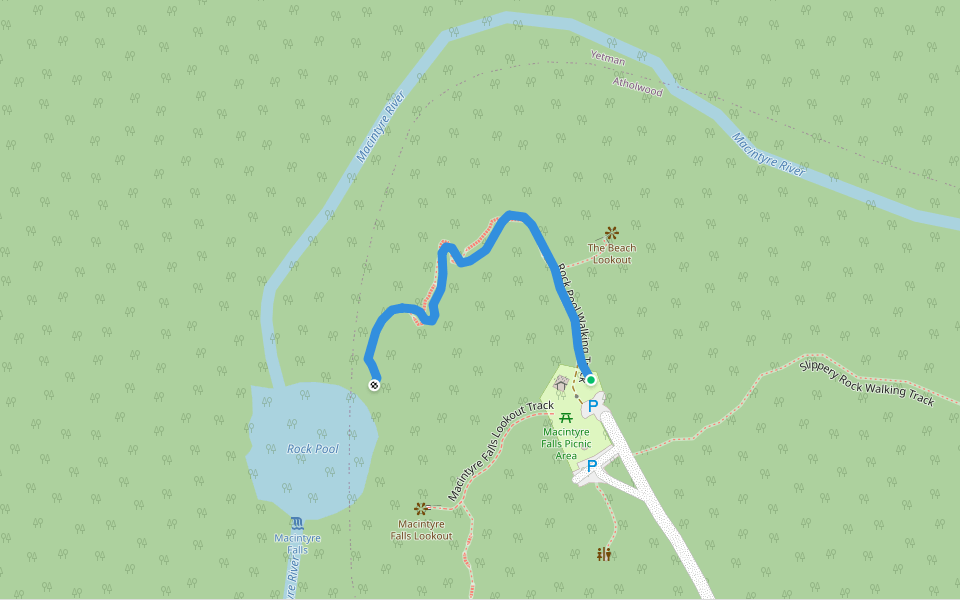 Plunge Pool Track walking route map in Atholwood
