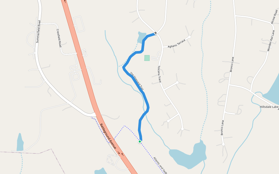 The Vineyard Trail walking route map in Summerfield