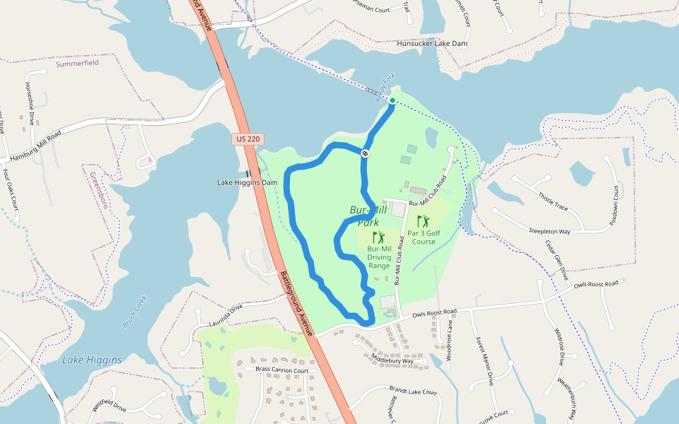Big Loop Trail walking route map in Greensboro