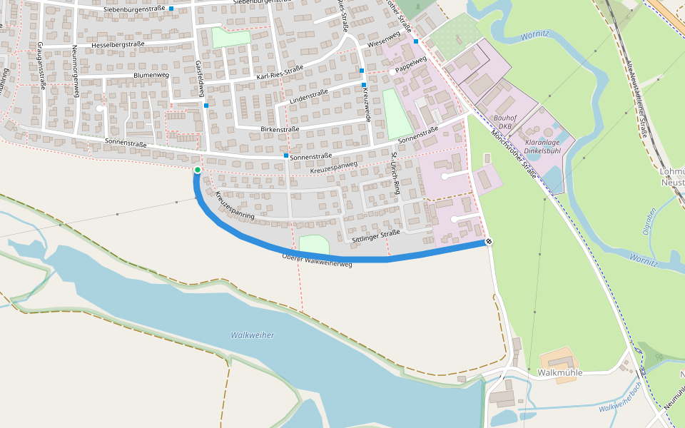 Oberer Walkweiherweg walking route map in Dinkelsbühl