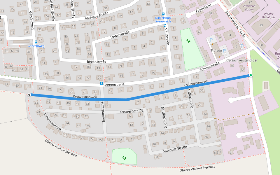 Kreuzespanweg walking route map in Dinkelsbühl