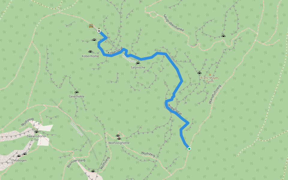 Köberlgrat walking route map in Höflein an der Hohen Wand