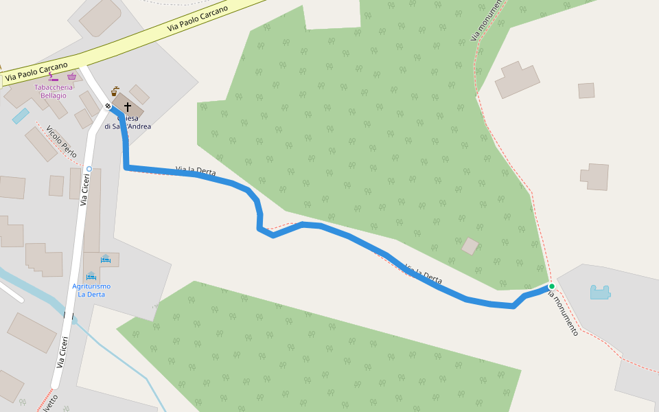 Via la Derta walking route map in Bellagio