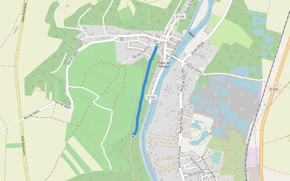 Sentier de Bon Boire walking route map in Auxerre