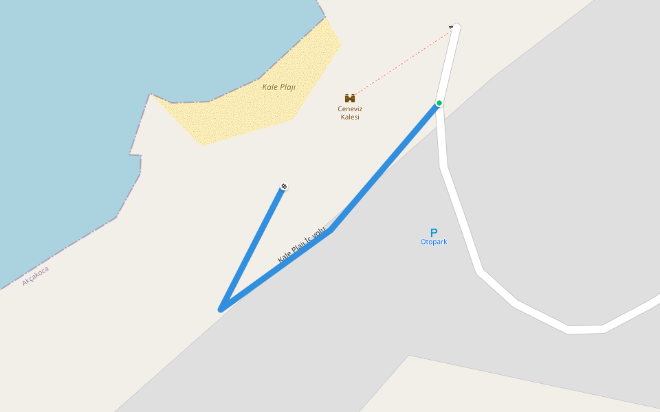 Kale Plajı İç yolu walking route map in Akçakoca