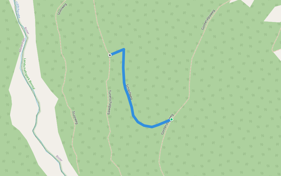 Abkuerzung-Gorneralpe walking route map in Bister