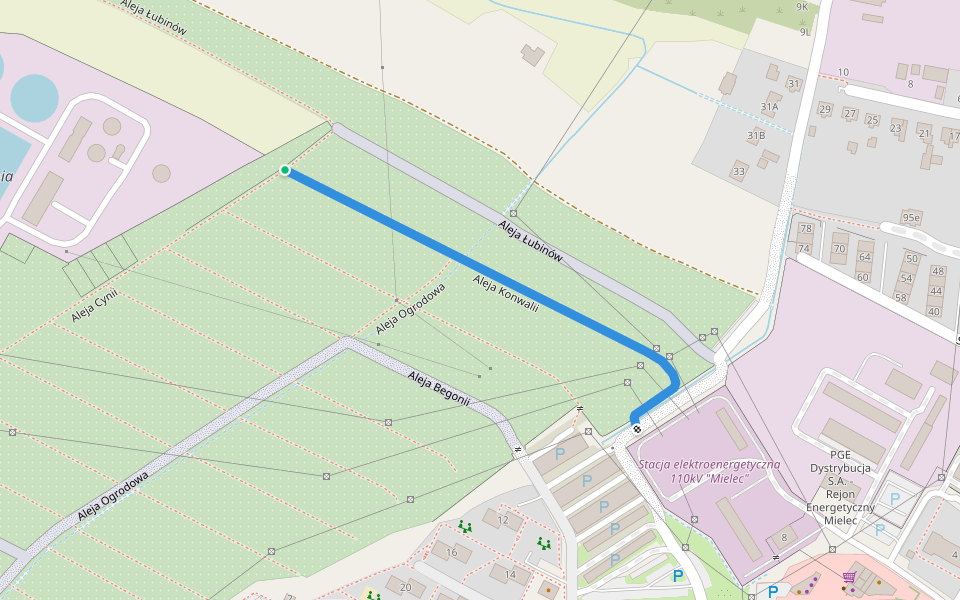 Aleja Konwalii walking route map in Mielec