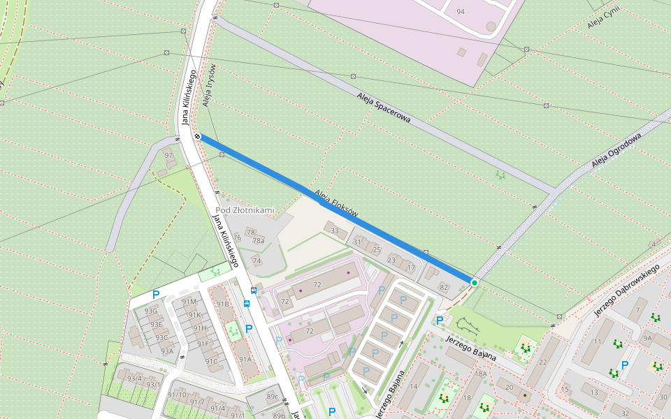 Aleja Floksów walking route map in Mielec
