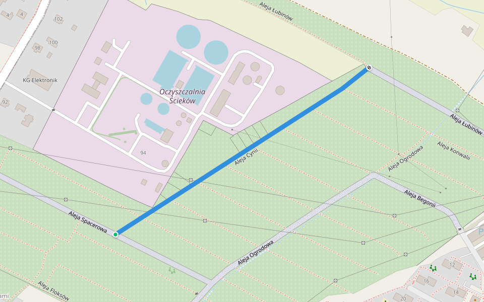 Aleja Cynii walking route map in Mielec
