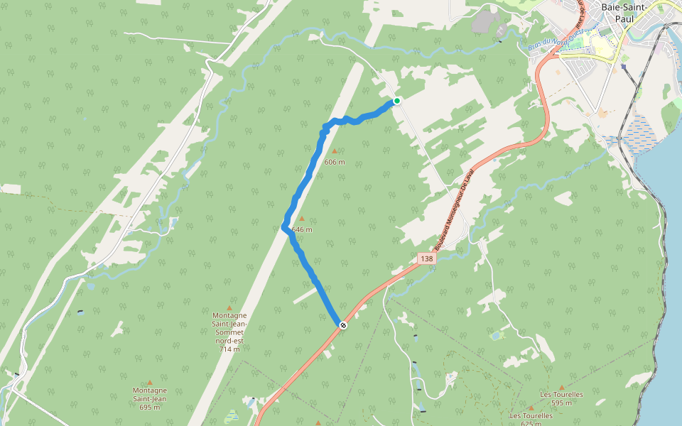 Chemin du Trait-Carré-Saint-Jean walking route map in Baie-Saint-Paul