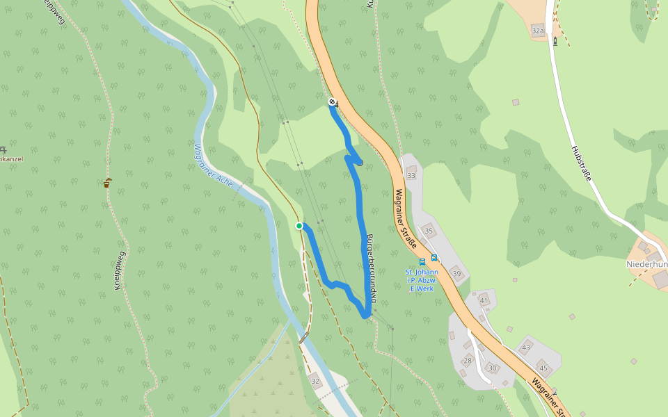 Bürgerbergrundwg walking route map in Sankt Johann im Pongau