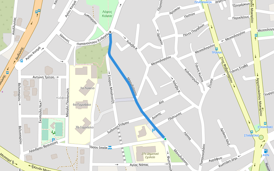 Μανωλιάσσης walking route map in Ioannina