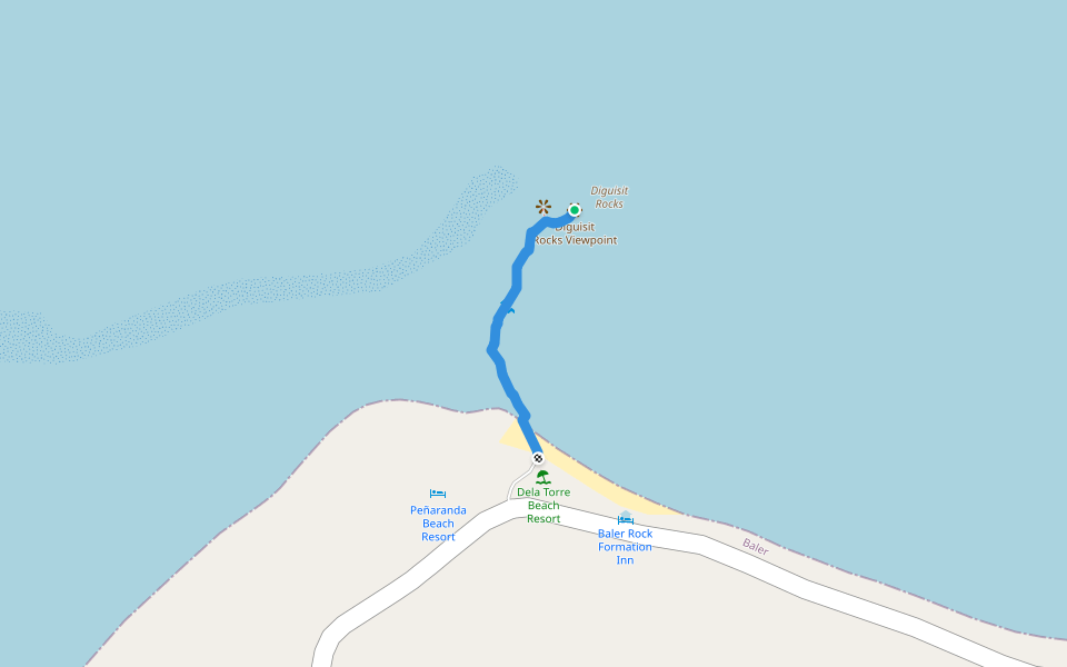 To Diguisit Rocks walking route map in Baler