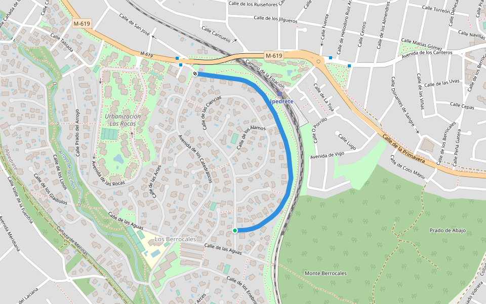 Calle de las Letras walking route map in Alpedrete