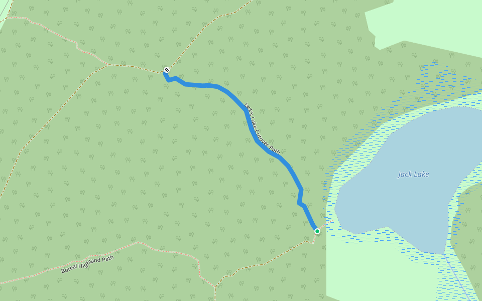Jack's Lake Cutover Path walking route map in Bedford