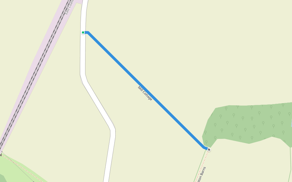 Mill Cottage walking route map in Warkworth