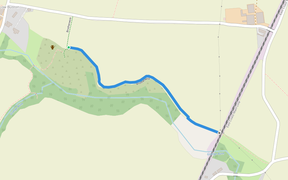 Brotherwick walking route map in Low Buston
