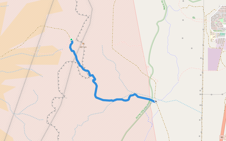 מעלה יתרו walking route map in Ketura