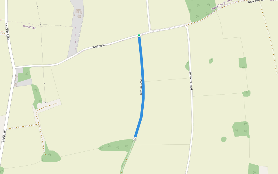 Mormor Lane walking route map in Thorpe Abbotts