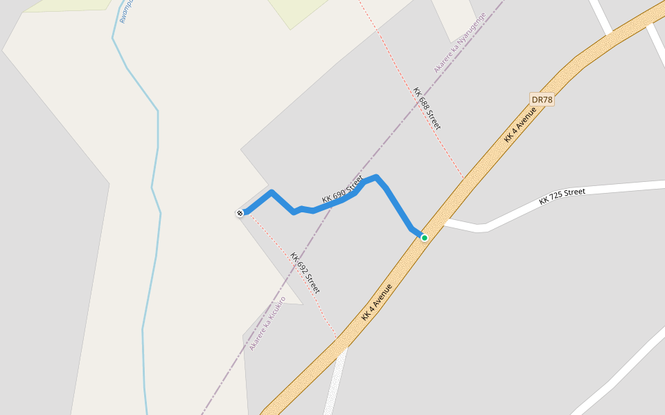 KK 690 Street walking route map in Kigali