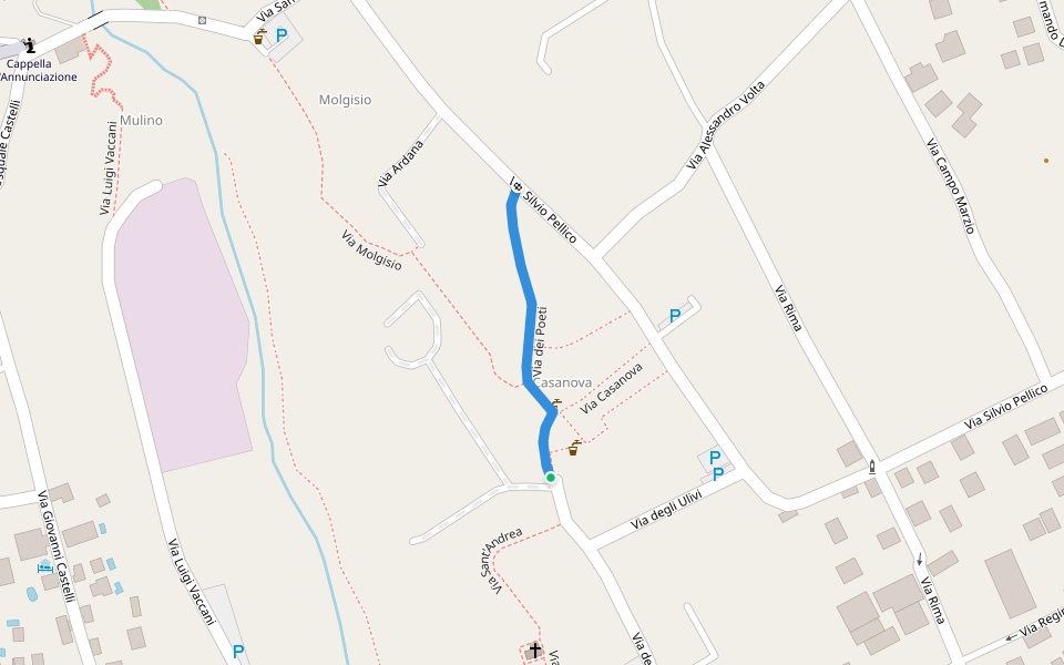 Via dei Poeti walking route map in Lenno