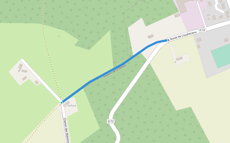 Chemin de la Teillaie walking route map in Semur-en-Vallon