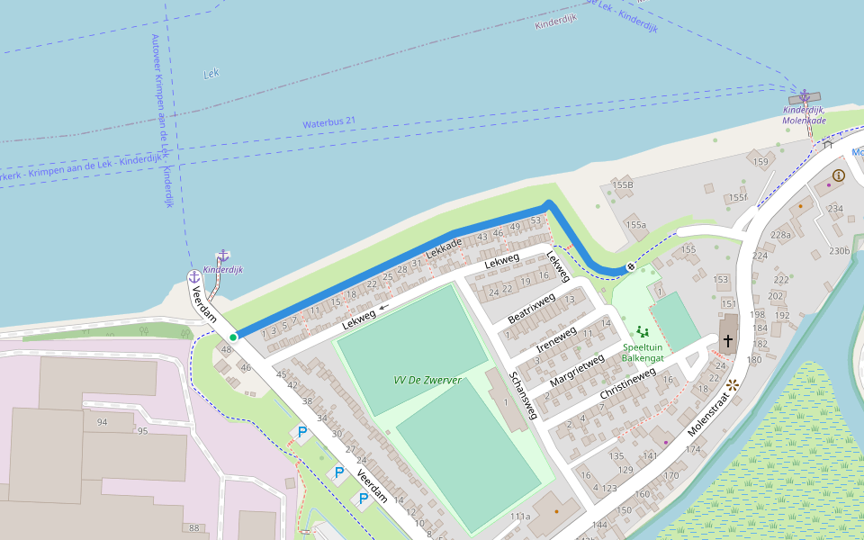 Lekkade walking route map in Kinderdijk