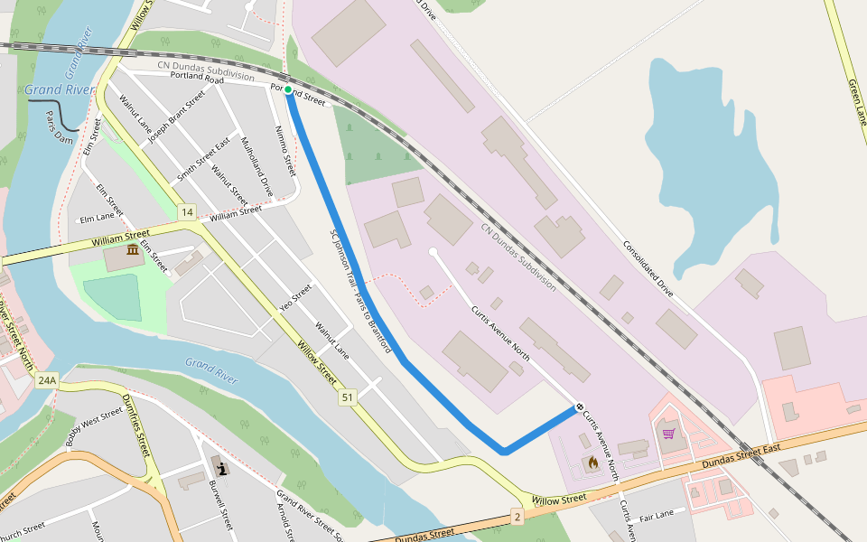 SC Johnson Trail - Paris to Brantford walking route map in Brant