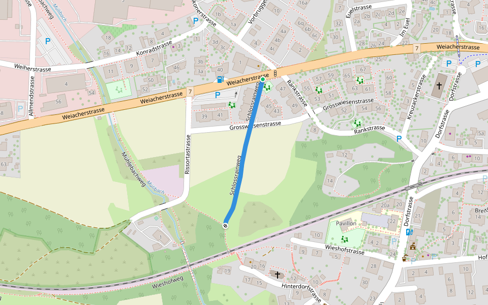 Schlossrainweg walking route map in Pfungen