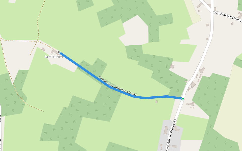 Chemin de la Cailletière à la Tale walking route map in Chahaignes
