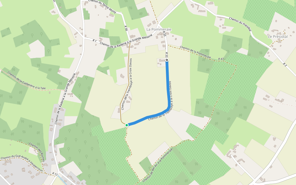 Chemin de la Tremblaye à la Croix Davois walking route map in Chahaignes