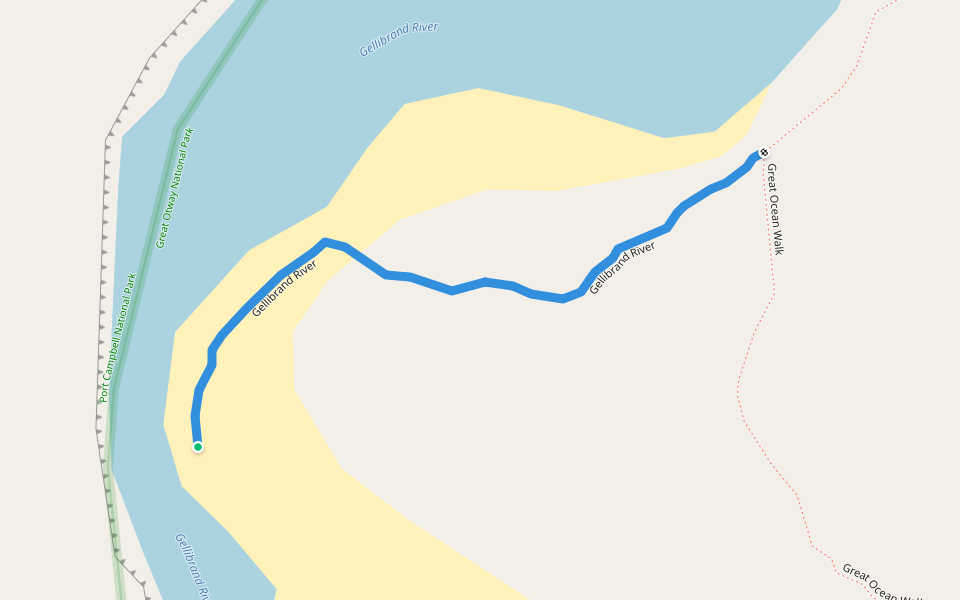 Gellibrand River walking route map in Princetown