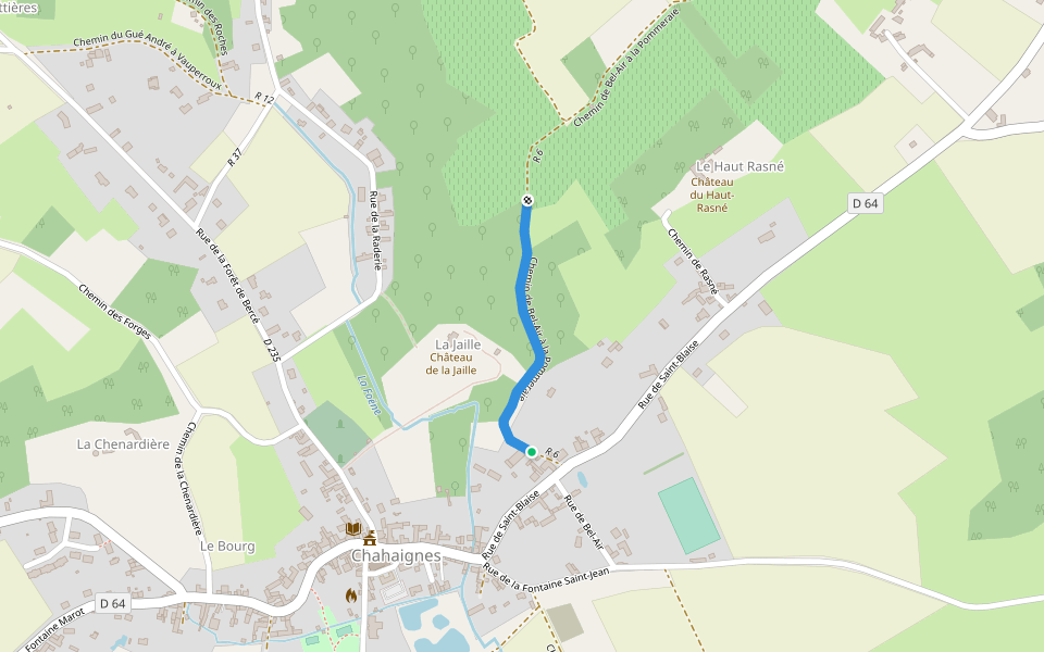 Chemin de Bel-Air à la Pommeraie walking route map in Chahaignes