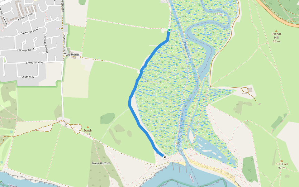 Vanguard Path walking route map in Exceat