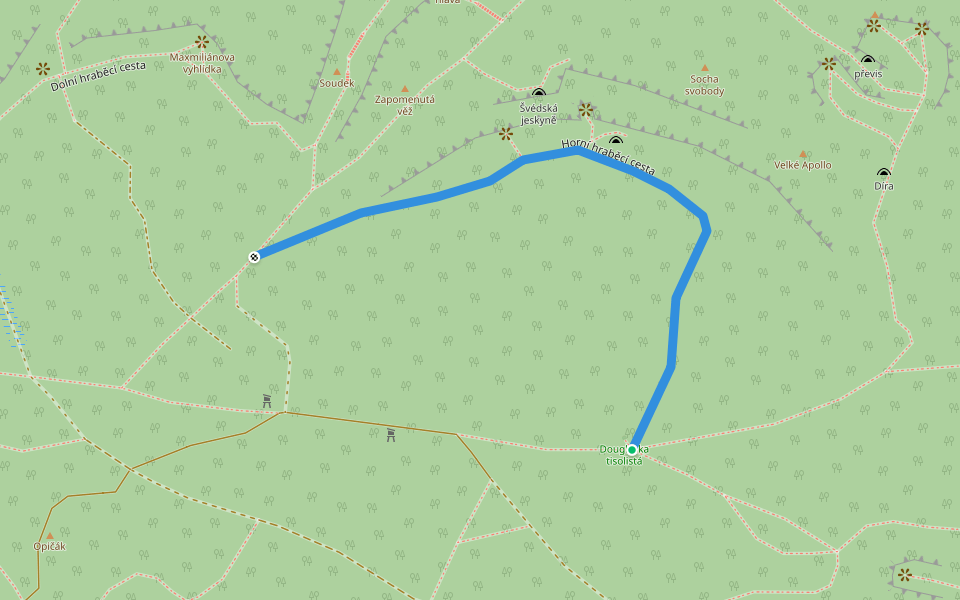 Horní hraběcí cesta walking route map in Sloup v Čechách
