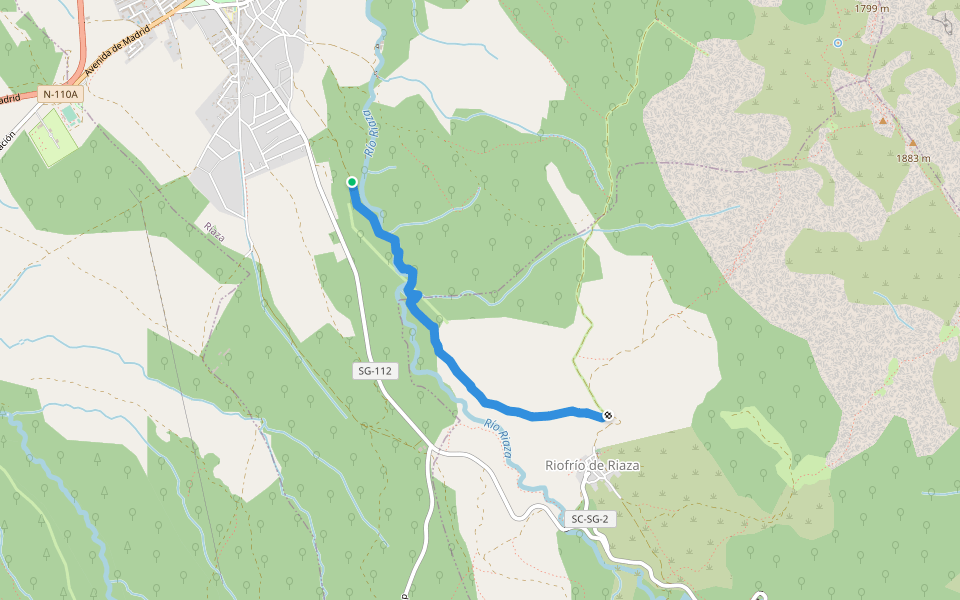 Camino de Riofrio de Riaza o de los Molinos walking route map in Riaza